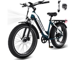 ECORUSH Elektrische Fiets ECO R3 - Trendy 26*4.0 Inch Fat Tire City Commuter EBike met Afneembare 48V 13Ah Lithium Batterij - Mountain E-Bike met 250W Motor - 7 Versnellingen - IP54 Waterdicht
