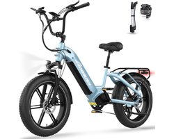 ECORUSH Elektrische Fiets ECO R6 - Trendy 20*4.0 Inch Fat Tire City Commuter EBike met Afneembare 48V 15.6Ah Lithium Batterij - Mountain E-Bike met 250W Motor - 7 Versnellingen - IP54 Waterdicht