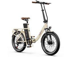 【Eindejaarsdeal】Elektrische Fiets ONESPORT OT16-2 - Elektrische Vouwfiets - 816Wh/17Ah Accu - Tot 90km Actieradius - 20x3 inch Banden - Shimano 7 Versnellingen - schijfremmen voor en achter- Wit
