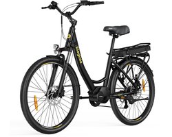 Eleglide C2 elektrische fiets, 250W motor met middenaandrijving, 36V 13Ah accu, 26 inch banden, max. snelheid 25 km/u, actieradius 100 km, hydraulische schijfrem, vering met lock-out, Shimano 7 versnellingen--gratis spatbord