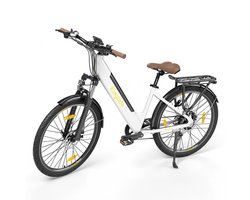 Eleglide T1 Step-Thru – Elektrische trekkingfiets met 27,5"CST-banden,36V 13Ah accu(incl. extra),250W borstelloze motor,25km/h, Shimano7versnellingen,max 100 km bereik,IPX4 waterdicht,120kg belasting en dubbele schijfremmen.Kleur:Wit--gratis spatbord