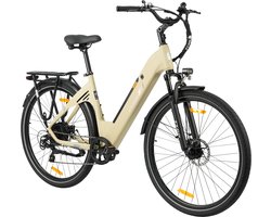 Elektrische fiets 28 Inch - Damesfiets-Herenfiets-Aluminiumlegering- met 7 versnellingen -36 V 18 Ah - 648Wh -elektrische stadsfiets -Achterwielmotor 250W - Hydraulische schijfrem -tot 120km- IP54 Waterdicht - Geel