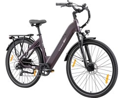Elektrische fiets 28 Inch - Damesfiets-Herenfiets-Aluminiumlegering- met 7 versnellingen -36 V 18 Ah - 648Wh -elektrische stadsfiets -Achterwielmotor 250W - Hydraulische schijfrem -tot 120km- IP54 Waterdicht - Paars