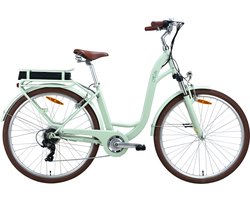 Elektrische fiets dames meisjes groen - 28 inch - 46cm frame - 7 versnellingen - 360 Wh accu