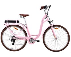 Elektrische fiets dames meisjes roze - 28 inch - 46cm frame - 7 versnellingen - 360 Wh accu