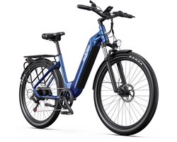 Elektrische Fiets ONESPORT OT05 - 120 km Actieradius - 36V 18.2Ah/655Wh Accu - 27.5 Inch Wielen - Shimano 7 Versnellingen - Hydraulische Schijfremmen - Aluminium Frame - LED Display & APP - Elektrische Stadsfiets - Donkerblauw