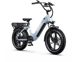 Elektrische Fiets ONESPORT OT08 - Krachtige 864Wh Verwijderbare Accu - 100 km Actieradius - 20x4.0 Inch All-Terrain Banden - Shimano 7 Versnellingen - Hydraulische Schijfremmen - Aluminium Frame - Grijsblauw