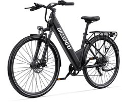 【Eindejaarsdeal】Elektrische Fiets ONESPORT OT12 - 468Wh/13Ah Accu - 80 km Actieradius - 27.5 Inch Wielen - Shimano 7 Versnellingen - Mechanische Schijfremmen - Ijzeren Frame - Elektrische Stadsfiets - Donkergrijs