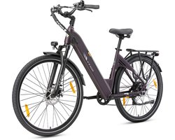 Elektrische Fiets TTGO C3 - 36V 18AH Accu - Actieradius Tot 120 Km - Aluminium Lage Instapframe - 28×2.0 Inch Wielen - Shimano 7 Versnellingen - Mechanische Schijfremmen - LCD Display - Elektrische Stadsfiets - Lila