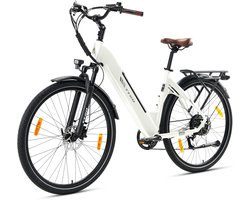 Elektrische Fiets TTGO C3 PRO - 36V 20AH Accu - Maximale Actieradius 120 Km - Aluminium Lage Instapframe - 28×2.0 Inch Banden - Shimano 7 Versnellingen - Hydraulische Schijfremmen - LCD Display - Elektrische Stadsfiets - Wit