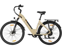 Elektrische Fiets TTGO C3 SE- 250W Motor - 36V 18Ah Accu - 28-inch Banden Stadsfiets- Bereik tot 120km - Shimano 7-Snelheden - 25km/u - Beige