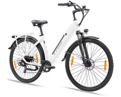 Elektrische Fiets TTGO HZ-28ST - 720Wh/20Ah Accu - 110 km Bereik - Aluminium Lage Instapframe - 28 Inch Wielen- Shimano 7 Versnellingen - Mechanische Schijfrem - LCD Display - Elektrische Stadsfiets - Wit