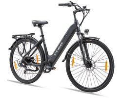 Elektrische Fiets TTGO HZ-28ST - 720Wh/20Ah Accu - 110 km Bereik - Aluminium Lage Instapframe - 28 Inch Wielen- Shimano 7 Versnellingen - Mechanische Schijfrem - LCD Display - Elektrische Stadsfiets -Zwart