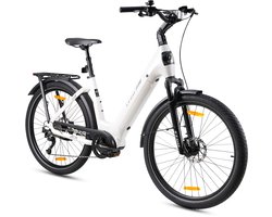 Elektrische Fiets TTGO Z5 - 36V 18AH Accu - Middenmotor - Max Actieradius 120 KM - Aluminium Lage Instapframe - 27.5×2.4 Inch Wielen - Shimano 9 Versnellingen - Hydraulische Schijfremmen - LCD Display - Elektrische Stadsfiets -Wit