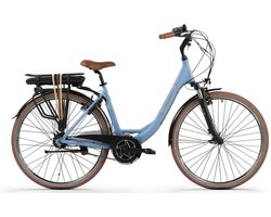 ELUXO E-Voltage City N8 Elektrische Fiets – E-bike – Rijklaar Geleverd - Lage Instap - Framemaat 49 - Uitneembare Accu - 28 Inch - 250W Bewo Middenmotor - 120 km Actieradius - Pastel Blue Matt