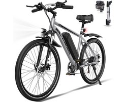 EVERCROSS EK15 Elektrische fiets - Ebike - 26" - 36V 10.4AH - tot 35-90 km - 7 versnellingen - grijs