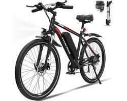 EVERCROSS EK15 Elektrische fiets - Ebike - 26" - 36V 10.4AH - tot 35-90 km - 7 versnellingen - rood