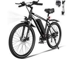 EVERCROSS EK15 Elektrische fiets - Ebike - 26" - 36V 10.4AH - tot 35-90 km - 7 versnellingen - zwart