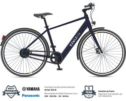 EZWLZ Elektrische Fiets Forenz H - Actieradius 80 km - Yamaha Achterwielmotor - Hybride E-Bike - Panasonic batterij - LCD Display - Blauwgrijs/Matt