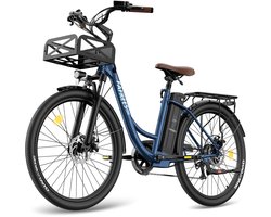 Fafrees F26 Lasting Stads Elektrische Fiets - 250W Motor - 36V20.3Ah Accu - 26x1.95" Banden - 100km Bereik - 25 km/u Snelheid - Blauw