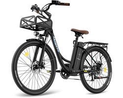 Fafrees F26 Lasting Stads Elektrische Fiets - 250W Motor - 36V20.3Ah Accu - 26x1.95" Banden - 100km Bereik - 25 km/u Snelheid - Zwart
