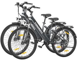 Fietssets: 2 * Touroll J1 ST 27,5 inch Trekking Bike met 250W Motor, 36V 15.6Ah Batterij, Max 100km Bereik, 1.8" LCD Display Shimano 7-Speed Schijfrem