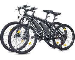 Fietssets:Touroll U1 26-inch Off-Road Tire elektrische MTB fiets+Touroll U1 29-inch Off-Road Tire elektrische MTB fiets met 250W motor,,36V 13Ah verwisselbare batterij, max 65km actieradius, Shimano 21 versnellingen schijfrem IPX4 waterdicht