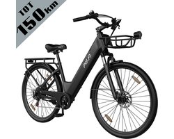 Galaxy C1 Pro Elektrische Stadsfiets 28 Inch - Tot 150 km Bereik - 36V 18Ah EVE Accu - Hydraulische Schijfremmen- 250W Motor - Shimano 7 Versnellingen - Voorvorkvering - Inclusief Mand en Telefoonhouder-zwart