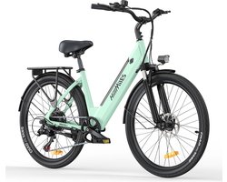 Hillmiles Milecity 1 Elektrische fiets - Actieradius 80km - Verwijderbare batterij 36V13Ah - Motor 250W Elektrische stadsfiets - Shimano 7 versnellingen - 26 Inch City Commuter EBike - Groen