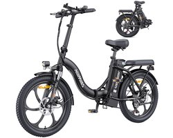 HillMiles MilePort 1 elektrische fiets, 250 W motor, 36 V 13 Ah accu, 20*3,0 inch banden, maximale snelheid 25 km/u, maximaal bereik 100 km, voorvorkvering, mechanische schijfrem, Shimano 7 versnellingen - zwart