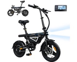 iScooter Elektrische Fiets EB1S-Opvouwbare-14 inch-Drie snelheidsinstellingen-10/15/25 km/u-Met trapondersteuning- Slim LCD display-36V 12Ah -Dubbele schijfremmen-Stedelijk woon-Compact & Geschikt voor Stad en Vrije Tijd