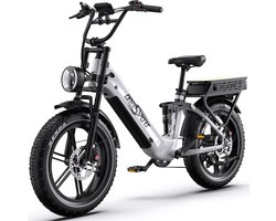 ONESPORT - Elektrische Fiets - Max. 200 km Bereik Dual Battery - 1728Wh Uitneembare Accu - Fatbike 20×4.0” - Shimano 7 Speed - Hydraulische Schijfremmen - Allround Stads - en Offroadfiets - Wit