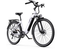 【Eindejaarsdeal】ONESPORT Elektrische Fiets OT05PRO - 140 km Actieradius - 810Wh Verwijderbare Batterij - 28 Inch Wielen - Shimano 7 Versnellingen - Hydraulische Schijfremmen - Aluminium Frame - LCD Display & APP - Elektrische Stadsfiets - Wit