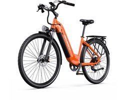 ONESPORT Elektrische Fiets OT05PRO - 810Wh Verwijderbare Batterij - 140km Actieradius - 28" Wielen - Shimano 7 Versnellingen - Hydraulische Schijfremmen - Aluminium Frame - LCD Display & APP - Elektrische Stadsfiets - Oranje