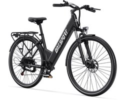 OneSport – Elektrische Stadfiets met 468Wh Accu – Max.80 km Actieradius – Shimano 7 Versnellingen – Hydraulische Vering & Schijfremmen – Donkergrijs