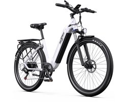 ONESPORT OT05 Elektrische Stadsfiets – Uitneembare 655Wh Accu – Tot 110 km Bereik – 27,5" – Shimano 7-Speed – Hydraulische Remmen – Wit