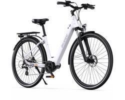 ONESPORT OT07 Elektrische Fiets - 110 km Actieradius - 36V 14Ah Verwijderbare Accu - 250W BAFANG Middenmotor - Hydraulische Schijfremmen - Shimano 7 Versnellingen - Aluminium Frame - Elektrische Stadsfiets - Wit