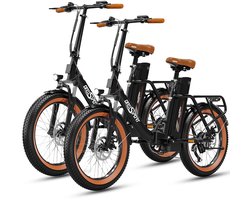 ONESPORT OT16-2 opvouwbare 20 inch stadsfiets in retro-stijl-opvouwbare Pedelec elektrische fiets met 250W achtermotor-Shimano 7-versnellingsderailleur-schijfrem-set van 2