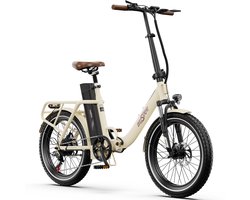 ONESPORT Vouwbare Elektrische Fiets – Max. 90 km Bereik – 816Wh Accu – 20” Banden – Shimano 7 Speed – Schijfremmen – Wit