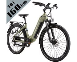 Maxtron Marathon Elektrische Fiets - Extra Lange Actieradius tot 160 km - Krachtige 810Wh Accu - 27.5 Inch Banden - Schijfremmen - Max. Belasting 120 kg - Geschikt voor 160–200 cm - Elektrische Stadsfiets - Groen