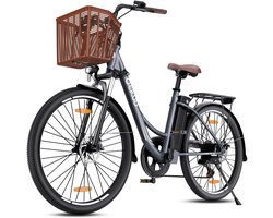 Qekud Elektrische Fiets - 26 Inch E-bike - 36V 13Ah Uitneembare Accu - Actieradius 80 km - Shimano 7 Versnellingen - Schijfremmen - Verlichting- Ideaal voor Woon-werkverkeer
