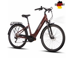 SAXXX Deluxe Sport - Elektrische Fiets - 95% Vooraf Geassembleerd - 418Wh Verwijderbare Accu - 100 km Actieradius - Middenmotor 250W - 28" Wielen - Shimano Alivio 9 Versnellingen - Hydraulische Schijfremmen - Bordeauxrood