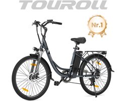 Touroll B1 26 inch Elektrische Stadsfiets / E-bike - Lage Instap - 90 km Actieradius - Shimano 7 Versnellingen - Voorvering - 250W Motor