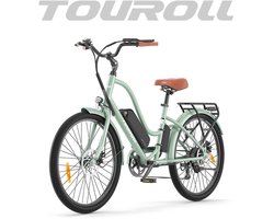 Touroll B2 elektrische fiets, 250 W motor, 36 V 15,6 Ah accu, 26*2,25 inch banden, maximale snelheid 25 km/u, actieradius 100 km, schijfremmen en e-rem, Shimano 7 versnellingen, LED-display