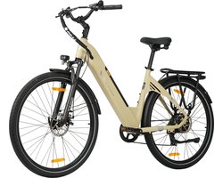 TTGO C3 SE Elektrische Fiets - 250W Motor - 36V18Ah Accu - Max Snelheid 25km/u - 28 INCH Banden - Max Bereik 80-120km - Shimano 7 Versnellingen - Beige