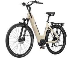 TTGO C7 SE Elektrische Stadsfiets - 28" Banden - 250W Bafang Middenmotor - 36V18Ah Accu - Bereik tot 140km - Shimano 9 Versnellingen - Beige