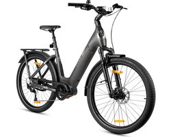 TTGO Elektrische Fiets - Stadsfiets 27.5 Inch - Middenmotor - 18Ah Accu tot 120 km - Shimano 9 Versnellingen - Hydraulische Schijfremmen - Grijs