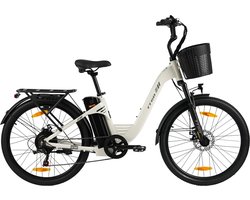 TTGO Elektrische Fiets - Tot 120 km Actieradius - 18Ah Accu - 26" stadsfiets - Shimano 7 Versnellingen - LCD Display - wit