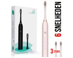 Allernieuwste.nl® Elektrische Tandenborstel Set - Ultrasone Smart Sonic - Roze - Incl. 3 Opzetborstels