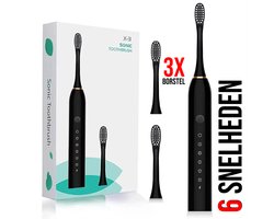 Allernieuwste.nl® Elektrische Tandenborstel Set - Ultrasone Smart Sonic - Zwart - Incl. 3 Opzetborstels